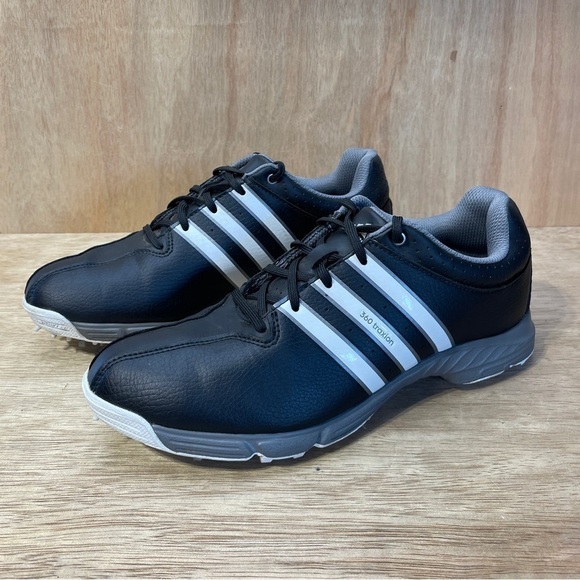 adidas Other - Adidas Golf Shoes Men’s Size 6.5 Black White Gray 360 Traxion Spiked 3 Stripes